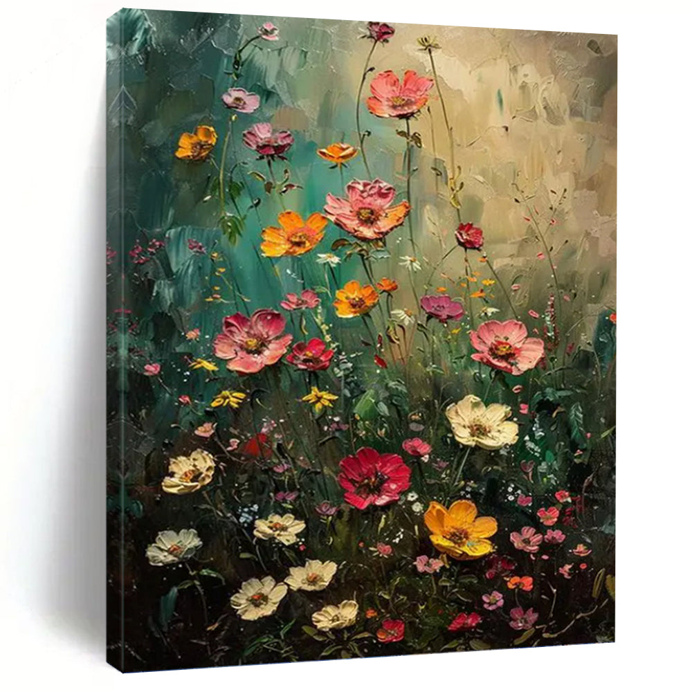 “Colorful Wildflower Meadow” - Floral, Impressionistic Painting On Canvas PT1554