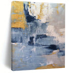 “Blue, Gray & Gold Abstract” - Subtle Metallic Accents in a Cool Palette Painting On Canvas DS253