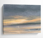 “Subtle Abstract Sunset in Gray, Orange & Neutrals” - Minimalist Seascape Painting On Canvas PT016