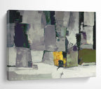 Gray - Toned Abstract Blocks - Cubist - inspired Abstract Painting On Canvas DKS365