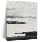 “Textured Black and White Horizons” - Layered Minimalist Painting On Canvas DS369