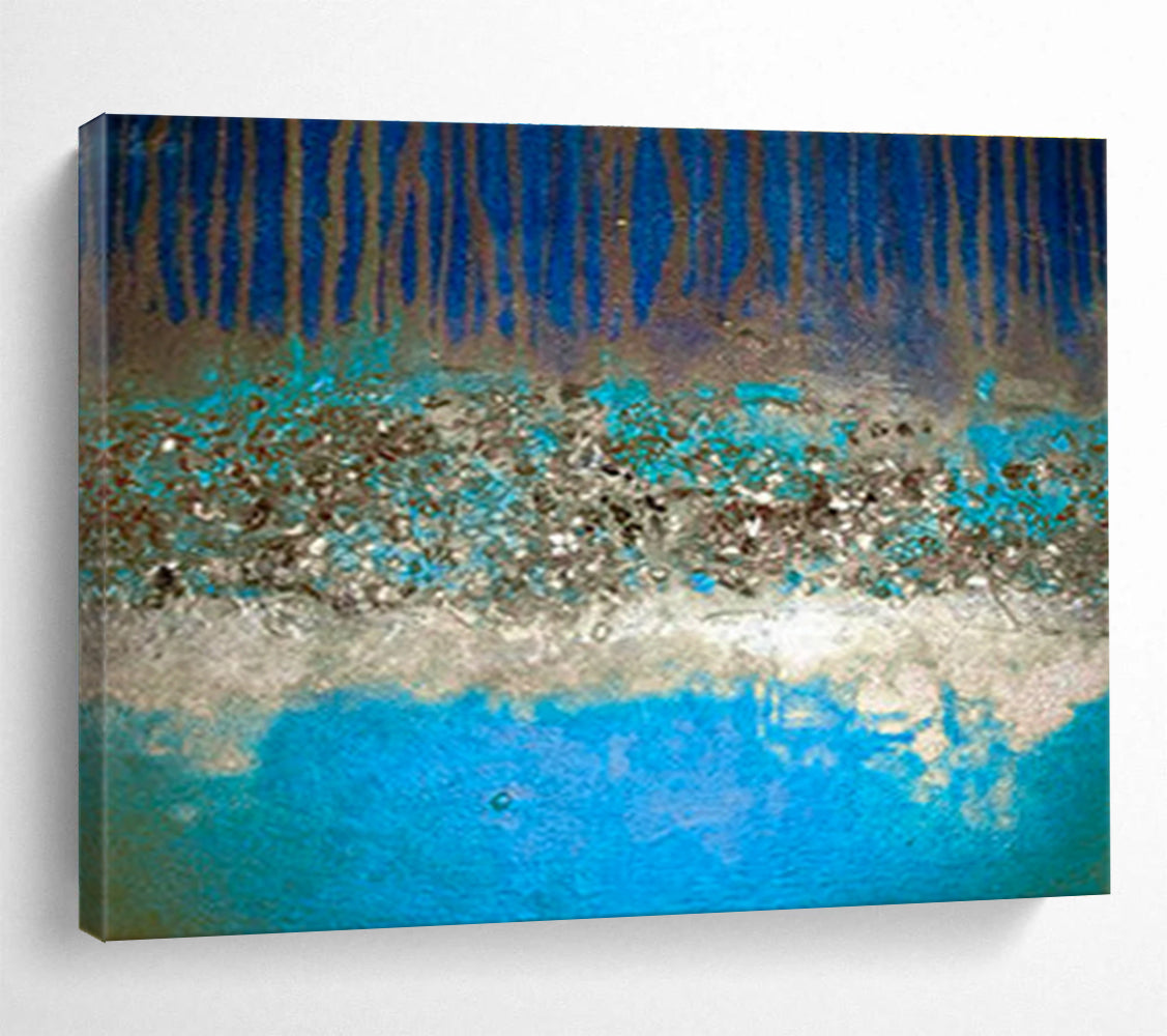 “Textured Blue Forest Abstract” - Nature - inspired Textured Painting On Canvas DKS385