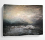 “Dark Sea Storm” - Gray, Black & Brown Seascape, Impressionistic Oil Painting On Canvas DKS781