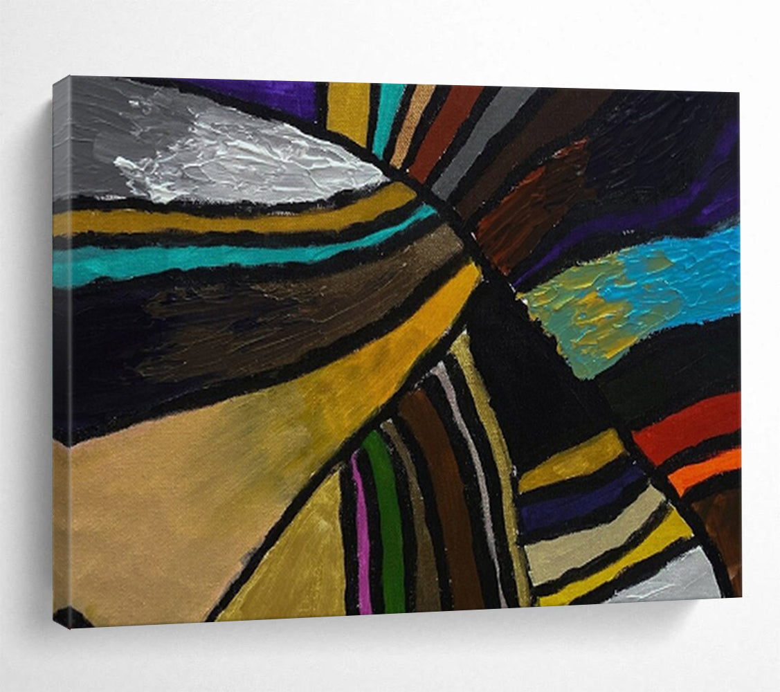 Colorful Geometric Abstract Painting On Canvas DKS013