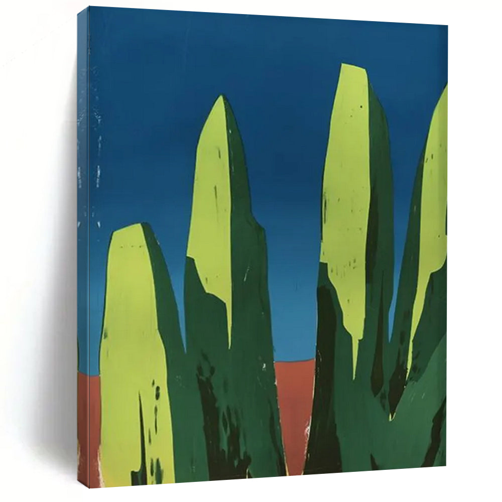 Minimalist Green Rocks Painting On Canvas DS093