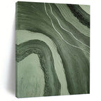 “Green & Gray Flowing Textures” - Green, Gray, Fluid Abstract Painting On Canvas PT1484