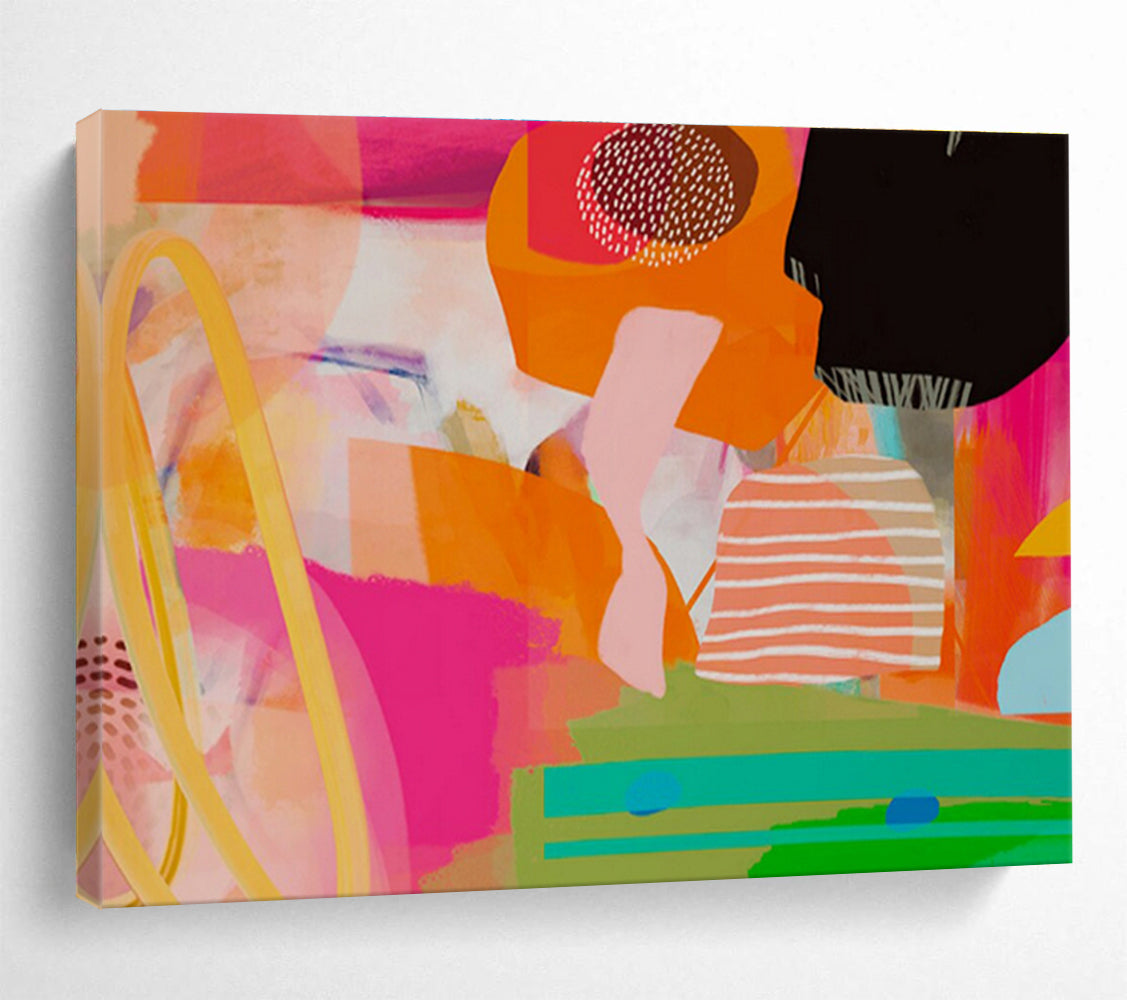“Vibrant Color Collage” Mixed - Media Abstract Painting On Canvas DKS205
