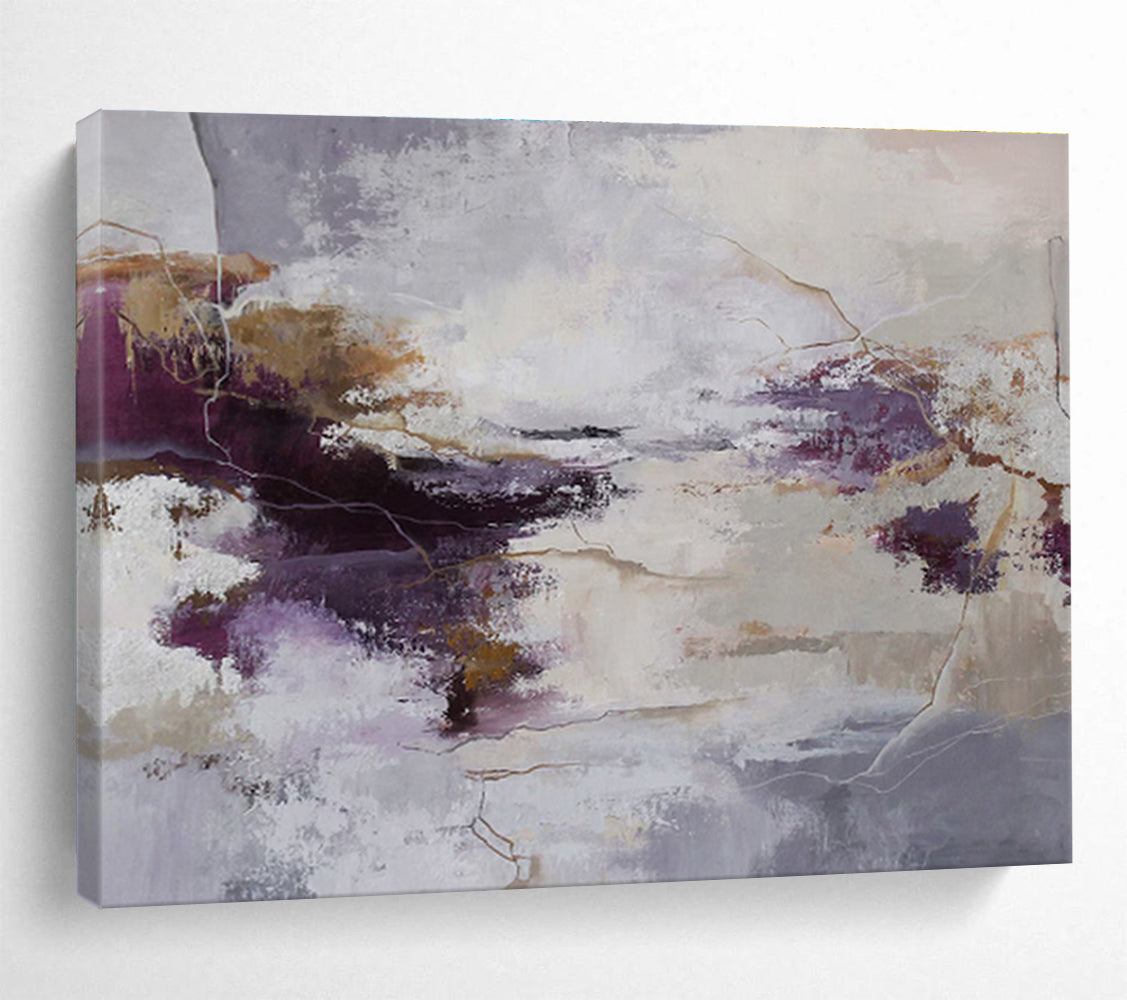 “Purple And Earthy Abstract” - Abstract Painting On Canvas DKS516