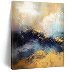 Blue - Purple Waves with Gold, "Gilded Surf" – Abstract Seascape Painting On Canvas PS0920