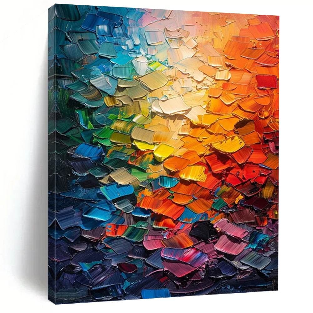 “Colorful Abstract Palette” - Abstract, Vivid - Colored Painting On Canvas PT1555