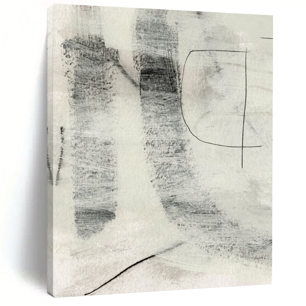 “Monochrome Textured Marks” - Gray & Black with Subtle Textures Painting On Canvas DS213