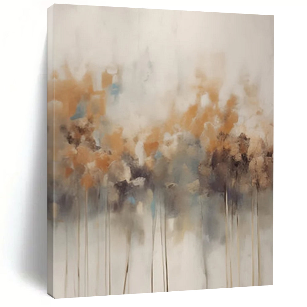Soft Neutral Floral Abstract Painting On Canvas DS117