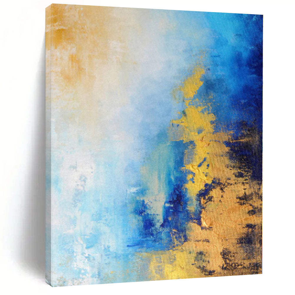 “Blue and Gold Abstract Horizon” - Abstract Seascape - Inspired Painting On Canvas PS0018