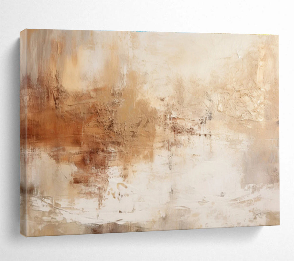 Warm Beige Abstract Textures - Expressive Abstract Painting On Canvas DKS330