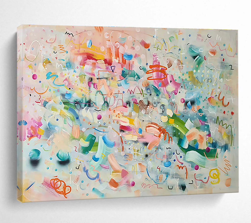 Whimsical Colorful Abstract Painting On Canvas DKS059