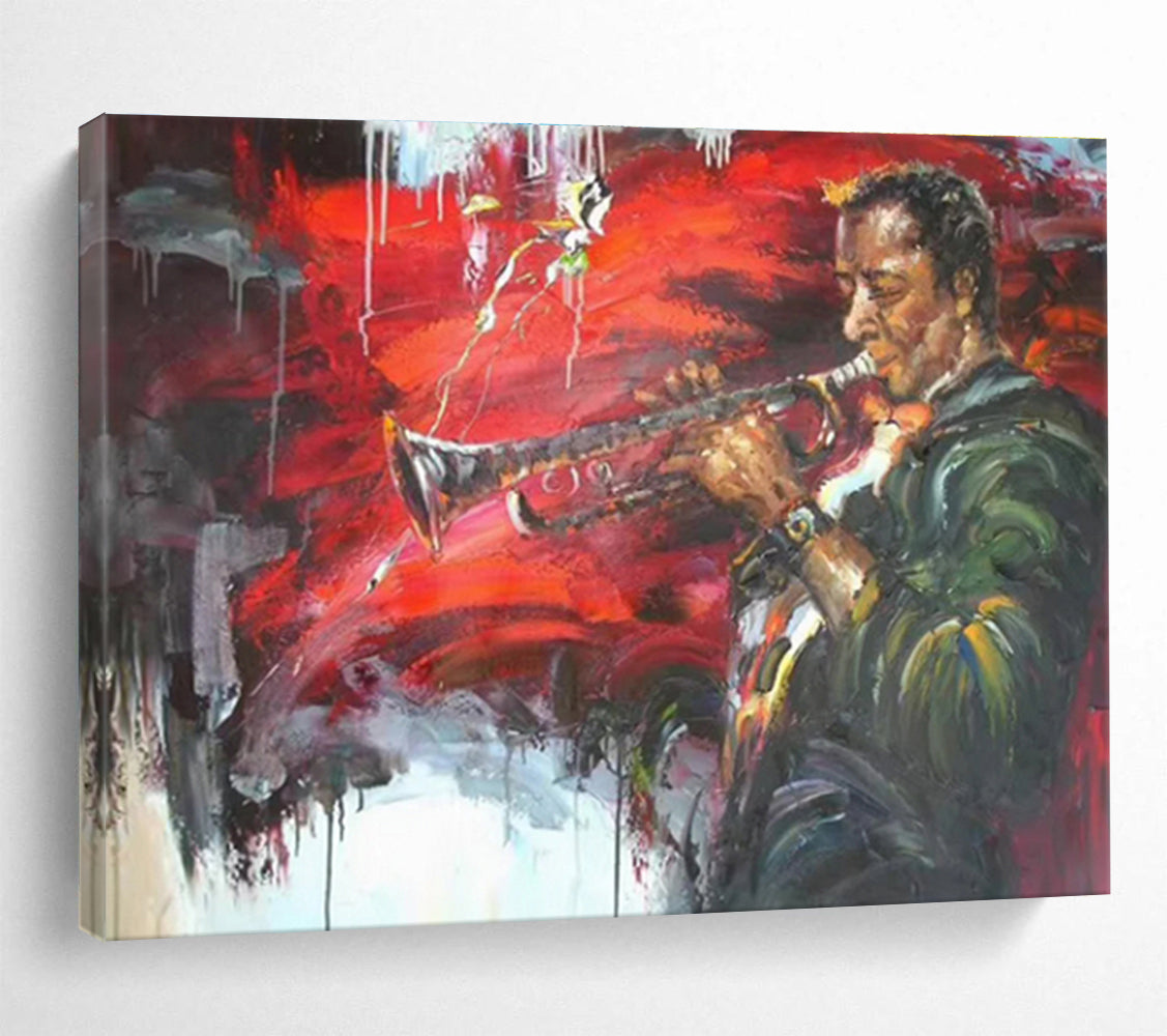 “Jazz Musician Portrait” - Expressive Portrait Painting, Great for Music Room & Urban Loft DKS636