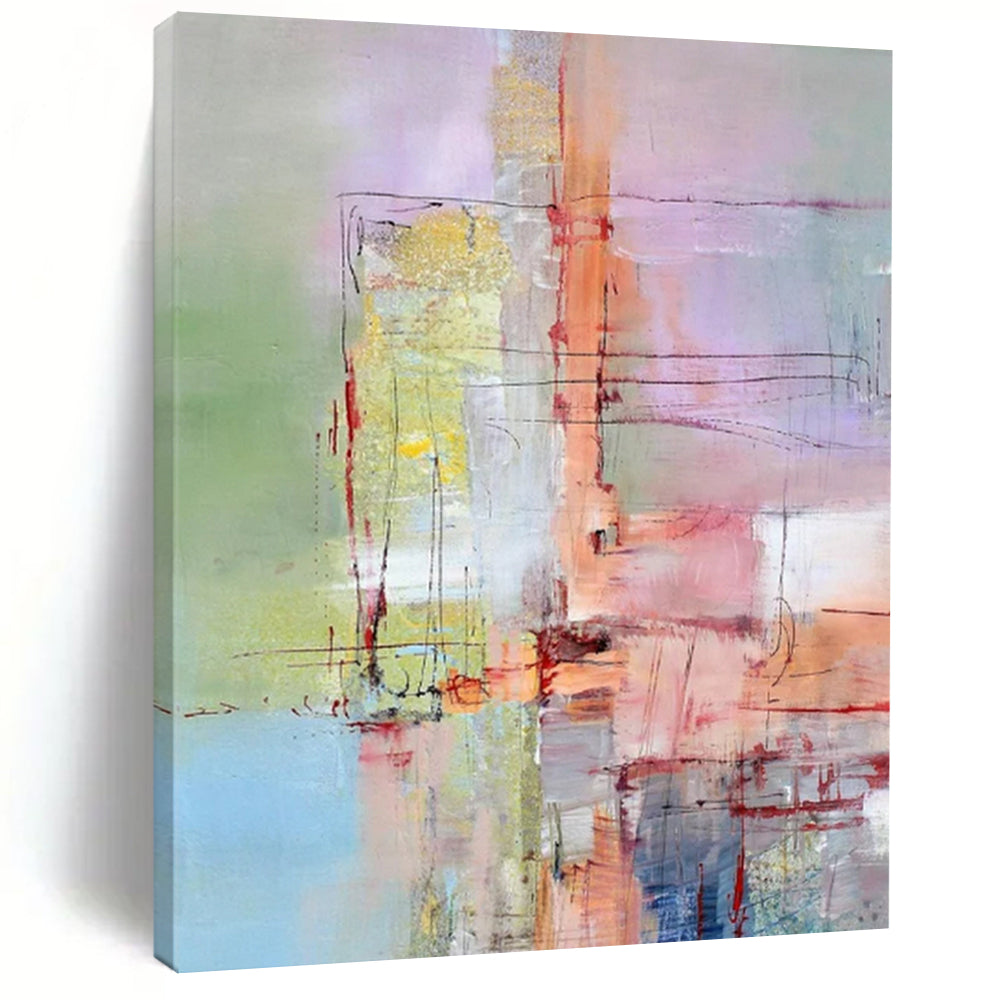 “Pastel Abstract Composition” - Abstract Expressionist Painting On Canvas PT2259