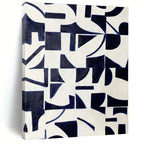 Navy, White with Geometric Shapes "Geometric Pulse" Abstract Painting On Canvas PS1327
