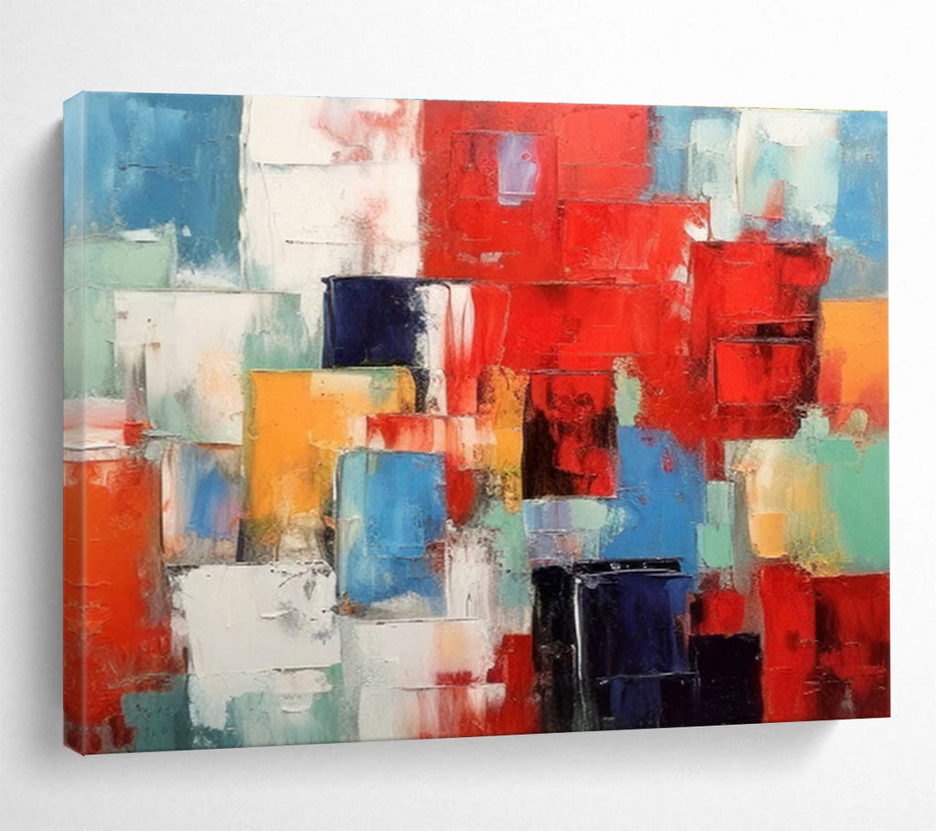 “Colorful Cube Cluster” Abstract Painting On Canvas DKS277