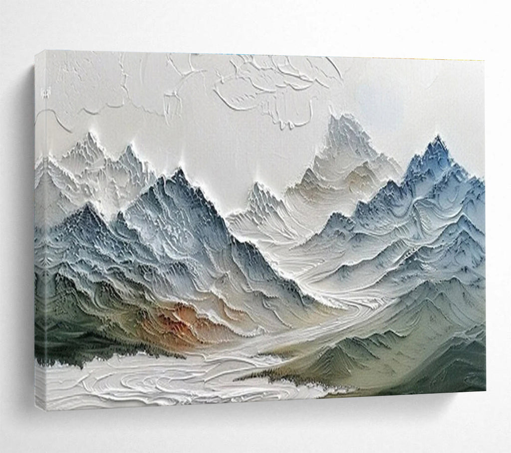 “3D Textured Mountain Range” - Sculptural Landscape Painting On Canvas DKS453