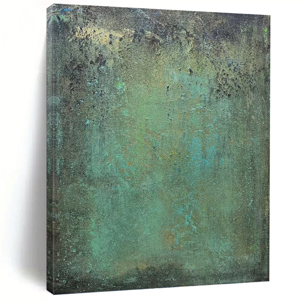 “Green - Blue Textured Canvas” - Textured Abstract Painting On Canvas PT1192