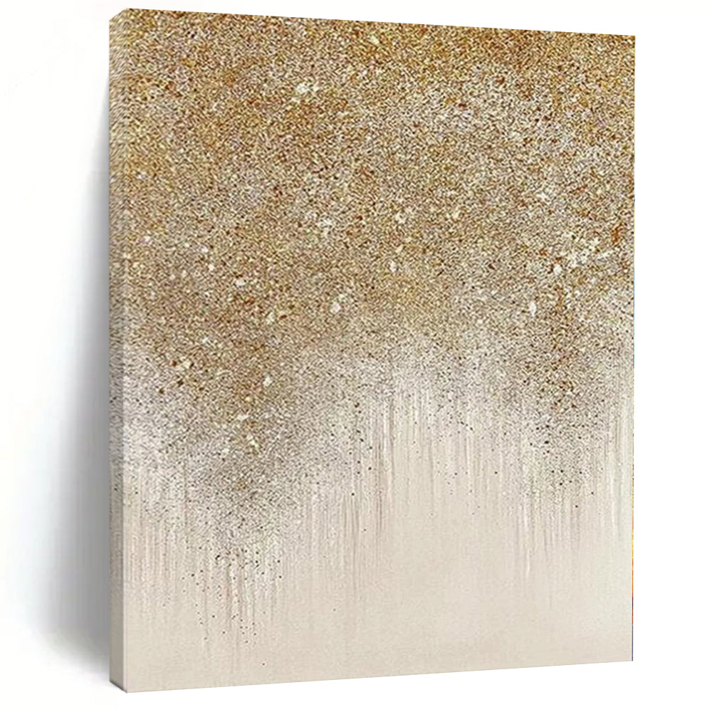“Glistening Gold - Silver Abstract Drips” - Opulent Abstract Painting On Canvas PS0281