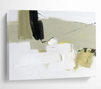 “Earthy - Tone Abstract Layers” - Green - White - Black Abstract Painting On Canvas PT1567