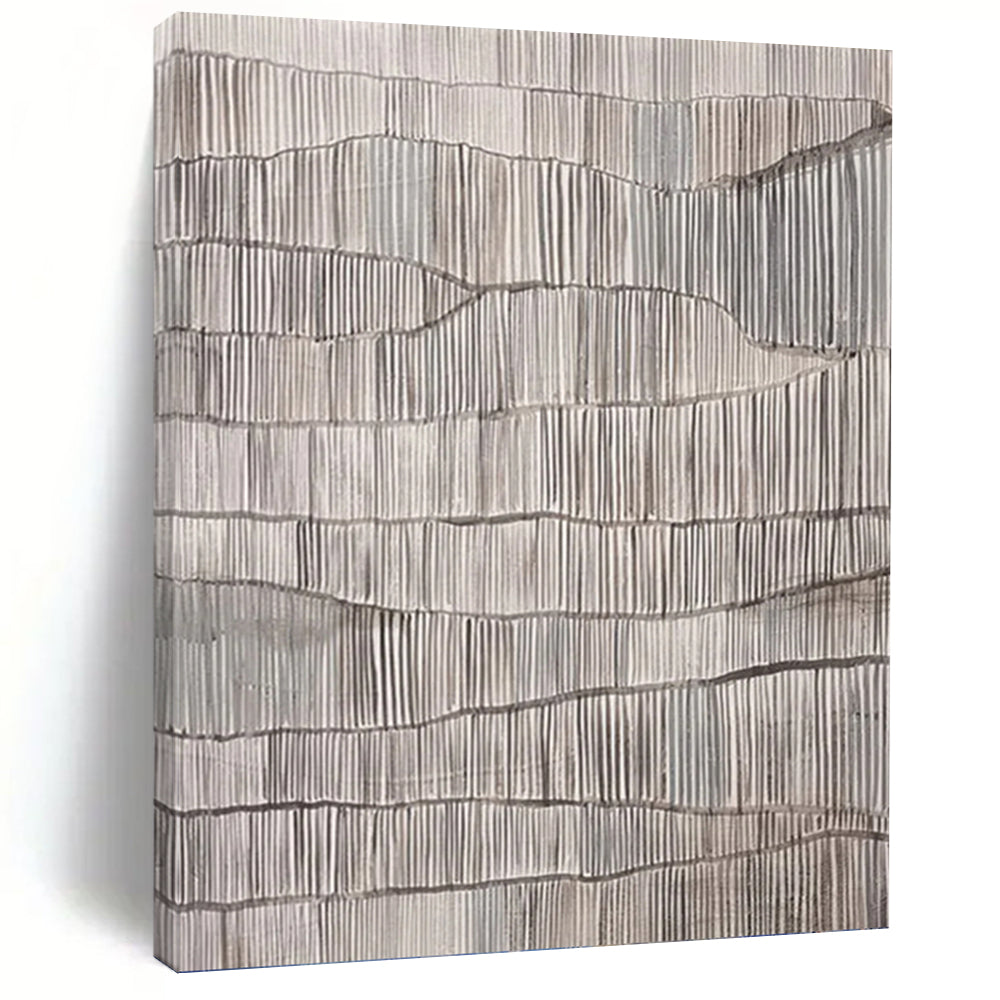 “Grey Textured Ripples” - Minimalist Abstract Painting On Canvas PT1034