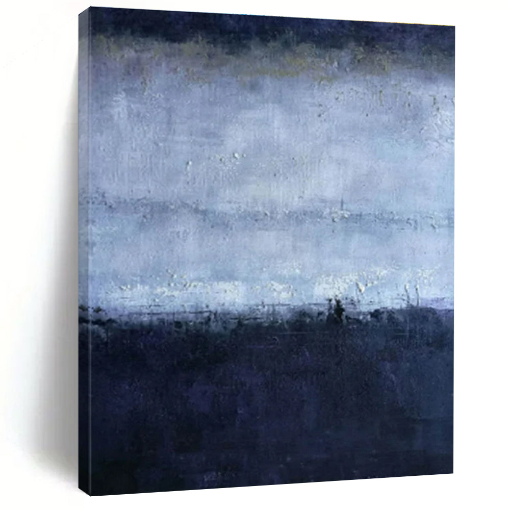Cool Blue - Gray Layers, "Midnight Calm" – Abstract Landscape Painting On Canvas PS0897