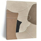 “Neutral Textured Shapes” - Beige, Brown, Black, White Abstract Textured Painting On Canvas PS0661