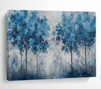 “Blue Trees Against Gray - White Background” - Abstract Landscape - Painting On Canvas PT1758