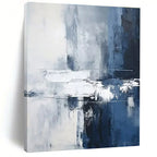 Blue, Gray & White Subtle Abstract "Ocean Mist" Painting On Canvas PS0851