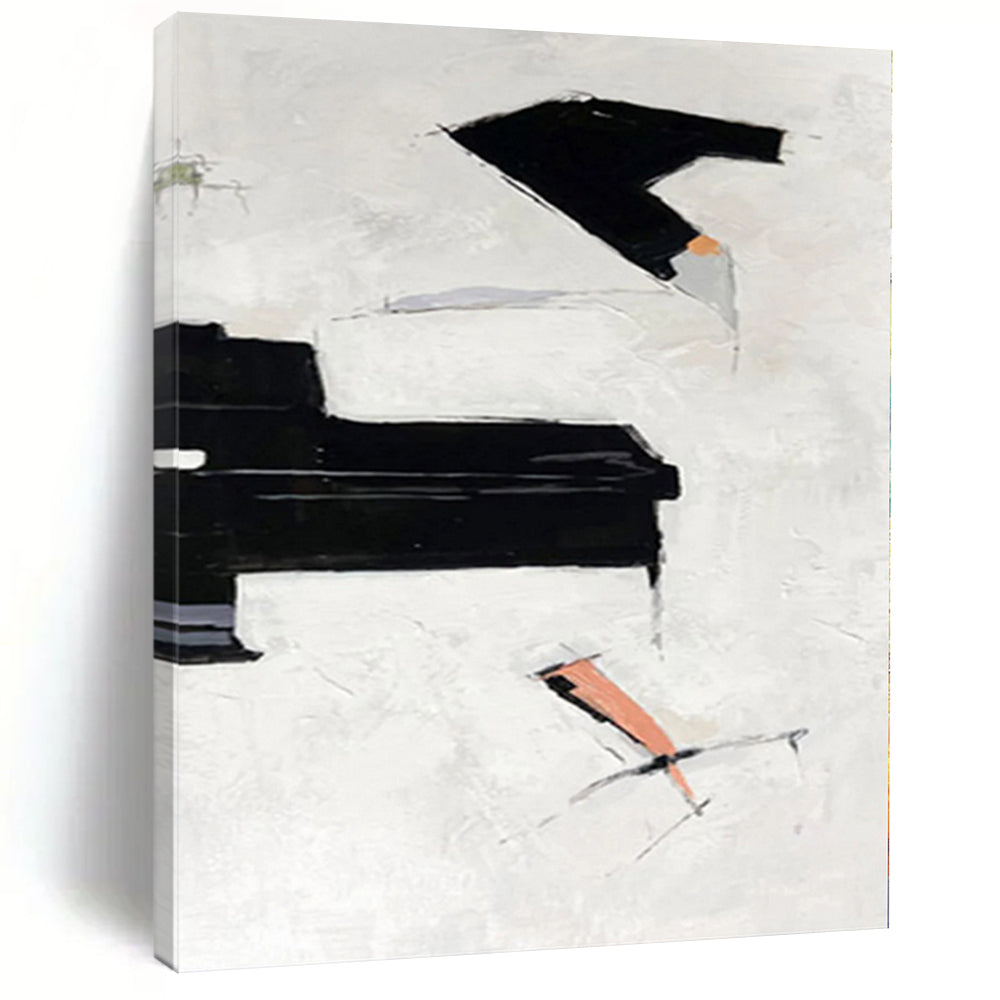 “Black - Orange - Grey Abstract Geometric Shapes” - Modern Abstract Painting On Canvas PS0328