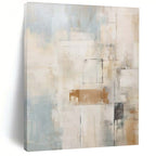 Muted Grays, Oranges, and Creams with Subtle Layers "Ethereal Hush" Abstract Textured Painting On Canvas PS1058