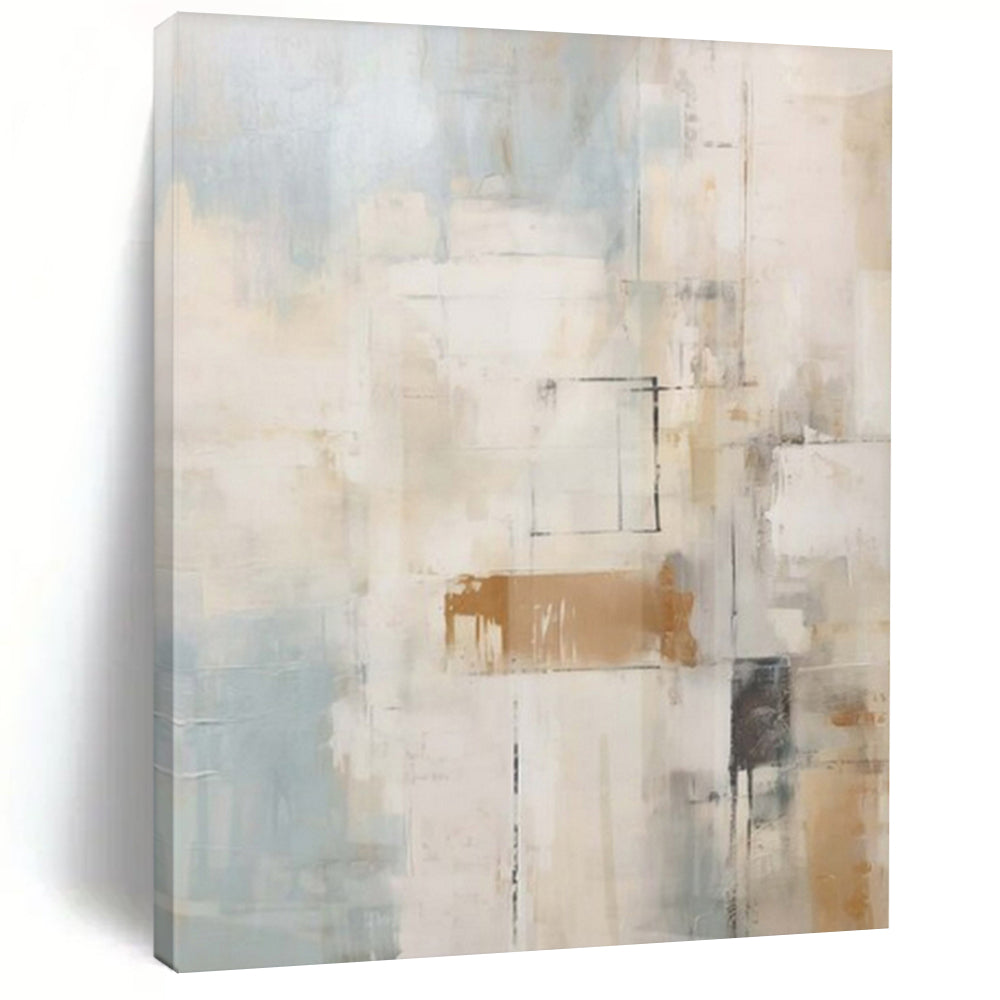Muted Grays, Oranges, and Creams with Subtle Layers "Ethereal Hush" Abstract Textured Painting On Canvas PS1058