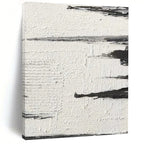 “Textured Black and White Abstract Horizons” - Layered Minimalist Painting On Canvas DS384