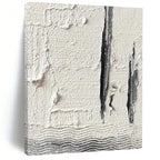 “Textured White with Grey Lines and Waves” - Minimalist Abstract Painting On Canvas DS371
