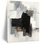 “Grey - Black Abstract Lines” - Minimalist Abstract Painting On Canvas PT1275