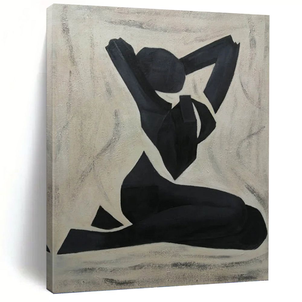 “Black and White Figure Silhouette” - Abstract, Expressive - Styled Painting On Canvas PT1565