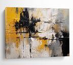 “Yellow, Black, and White Abstract Textures” - Modern Abstract Painting On Canvas PT085