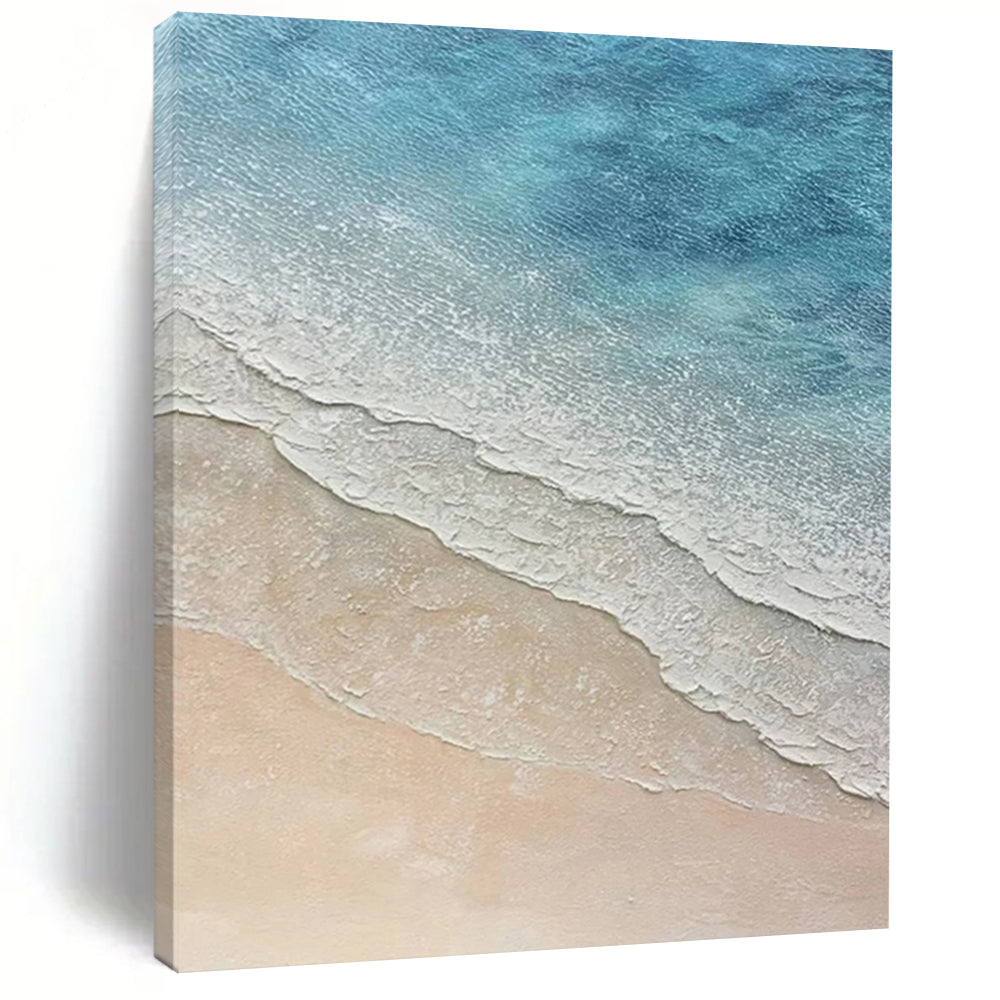 “Aerial Beach Waves” - Serene Coastal Landscape Painting On Canvas DS314