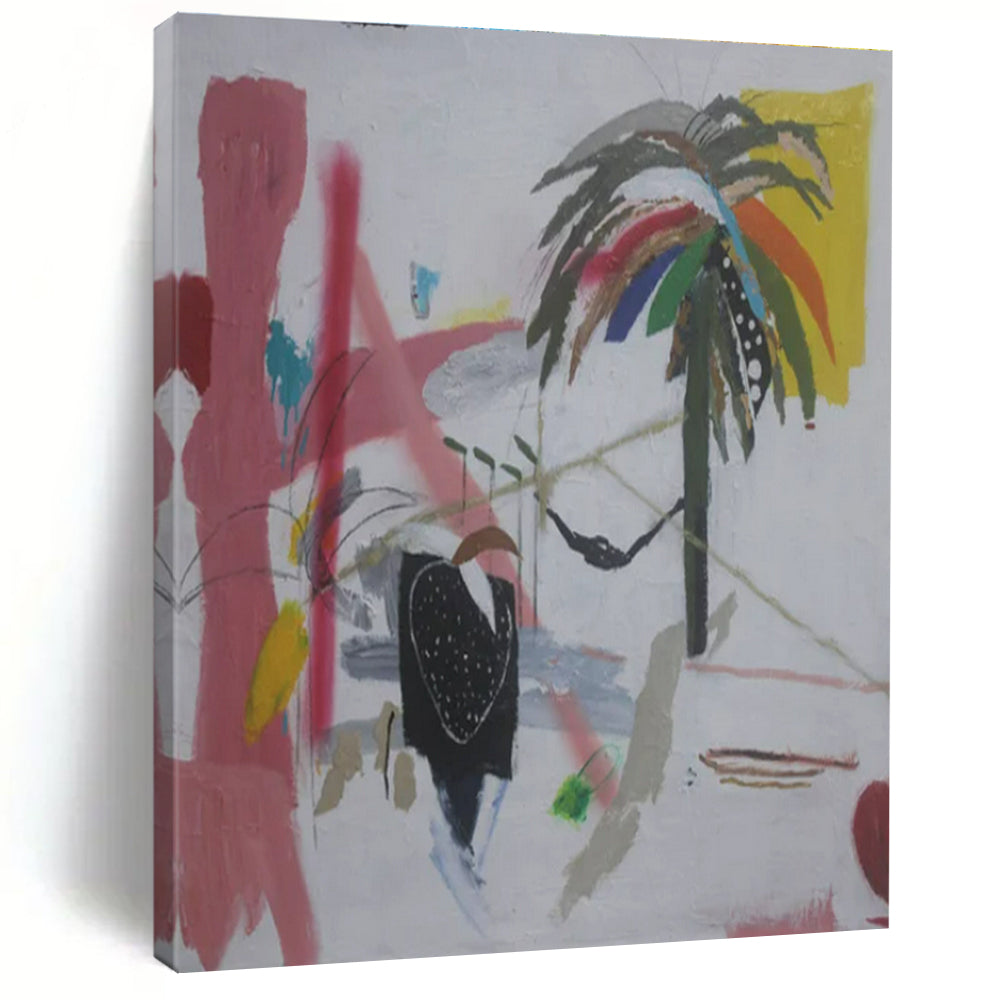 Colorful, Abstract Palm "Tropical Jazz" Abstract Painting On Canvas PS1411