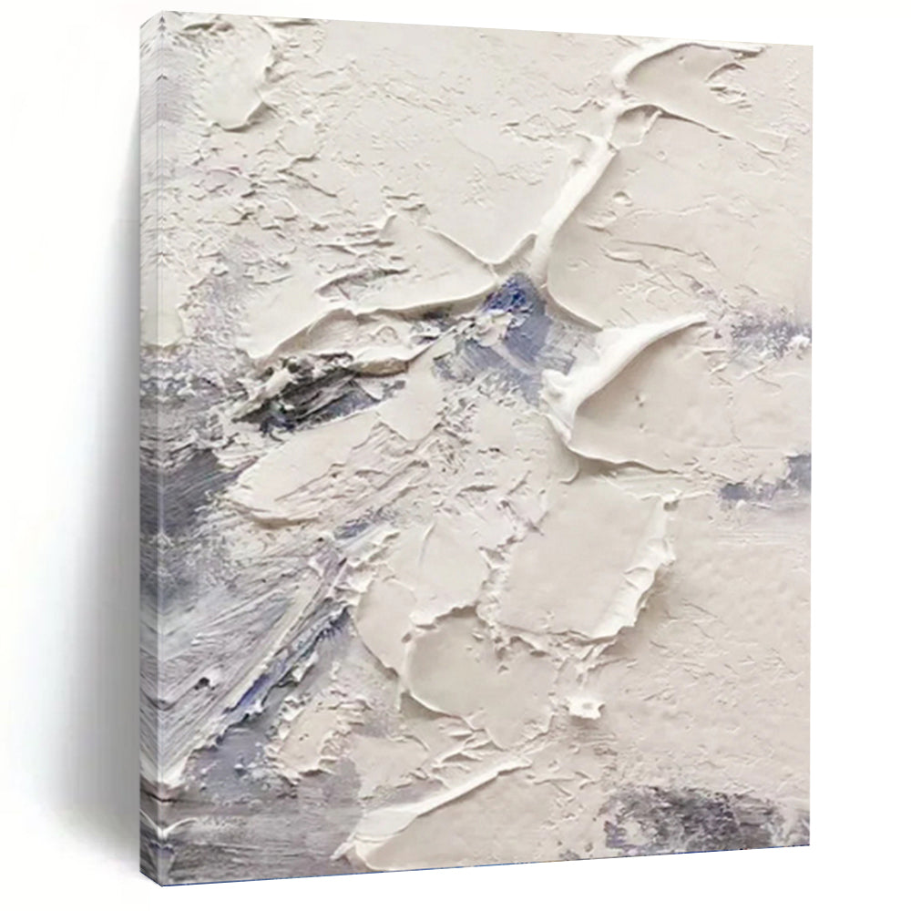 “White - Blue Textured Abstract” - Textured Abstract Painting On Canvas PT1258