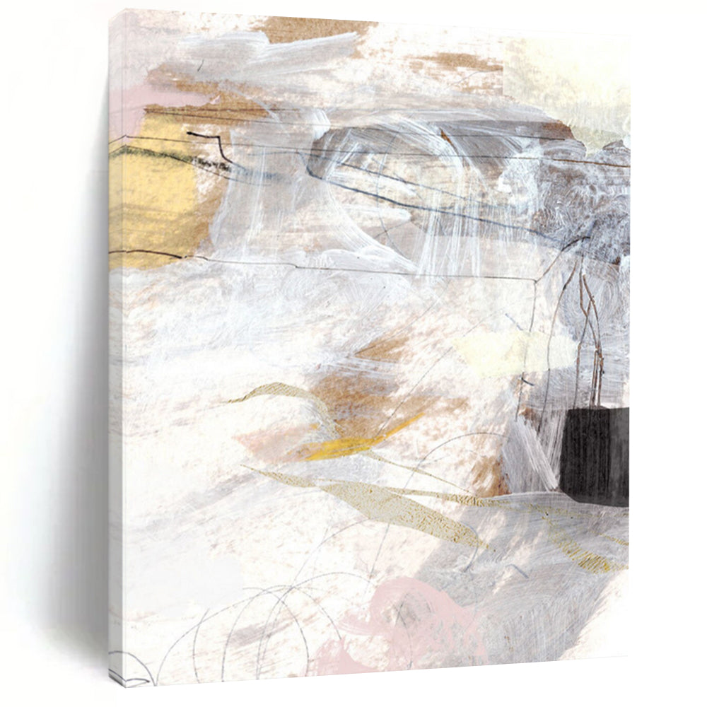 “Neutral Mixed - Media Abstract” - Soft Tones & Subtle Textures Painting On Canvas DS187