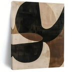 Black, Beige & Brown Geometric Abstract "Fluid Geometry" Painting On Canvas PS0869