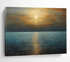 Golden Sunset Over Blue Sea Seascape Painting On Canvas DKS102