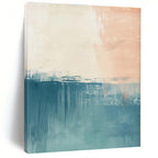 Peach, Coral, Teal with Blended Strokes "Dreamy Dusk" Abstract Painting On Canvas PS1380
