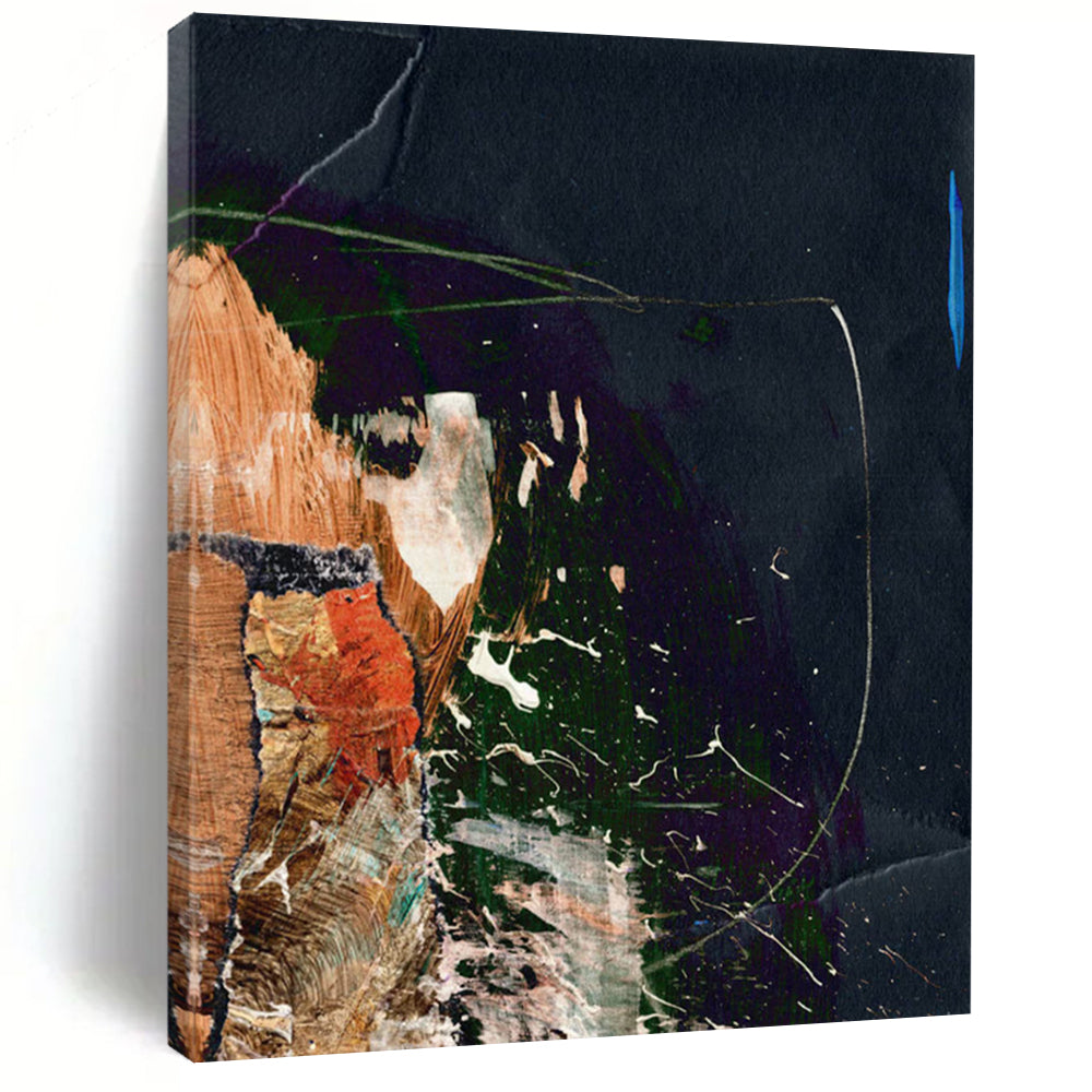 “Vibrant Dark - Hued Collage” - Rich Colors & Textured Layers Painting On Canvas DS170