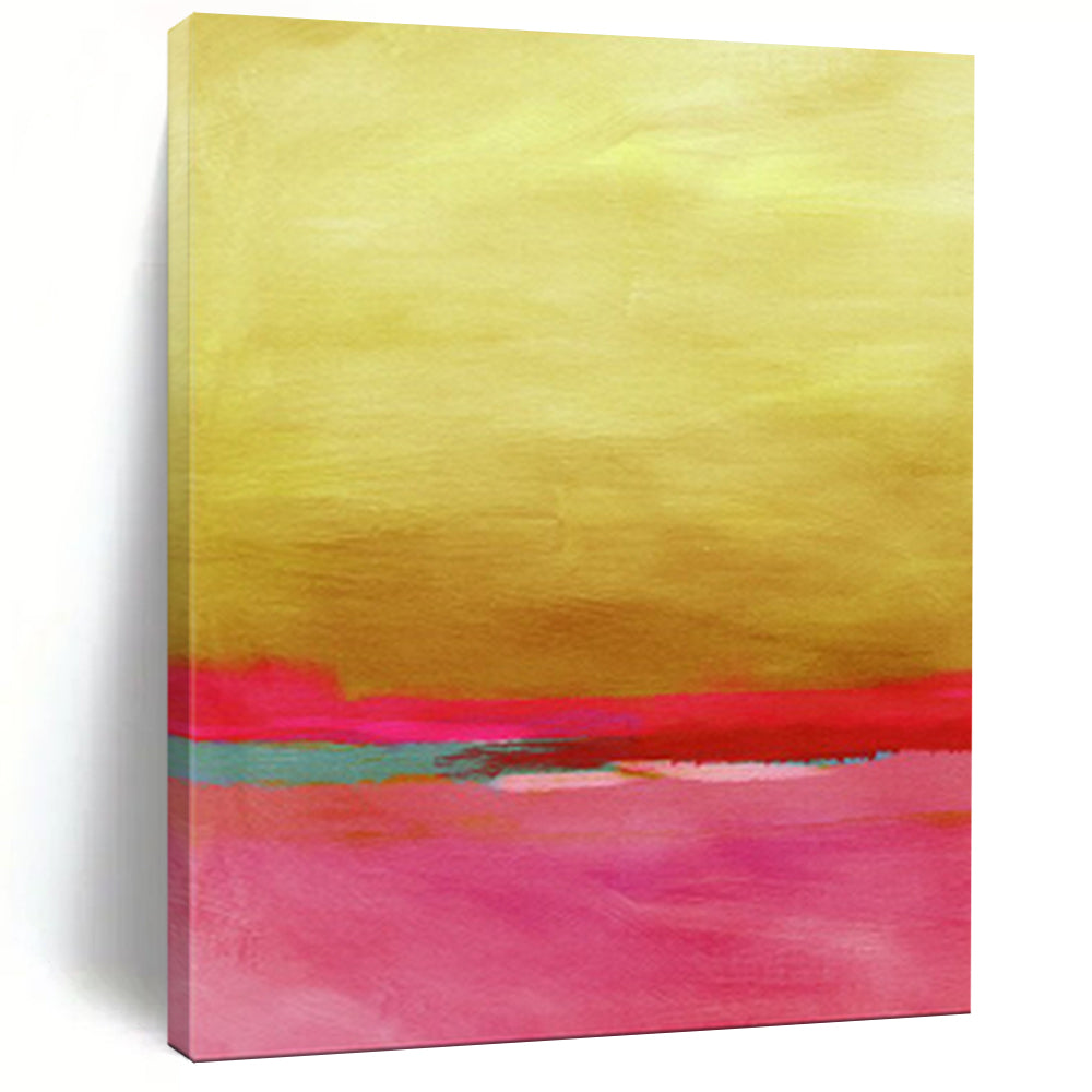 “Gold - Pink - Teal Color Block” - Abstract Painting On Canvas PT2023