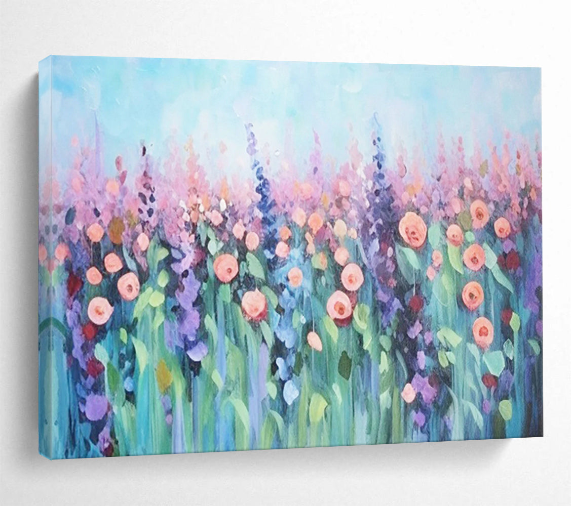 “Pastel Flower Field” - Impressionistic Floral Painting On Canvas PT229
